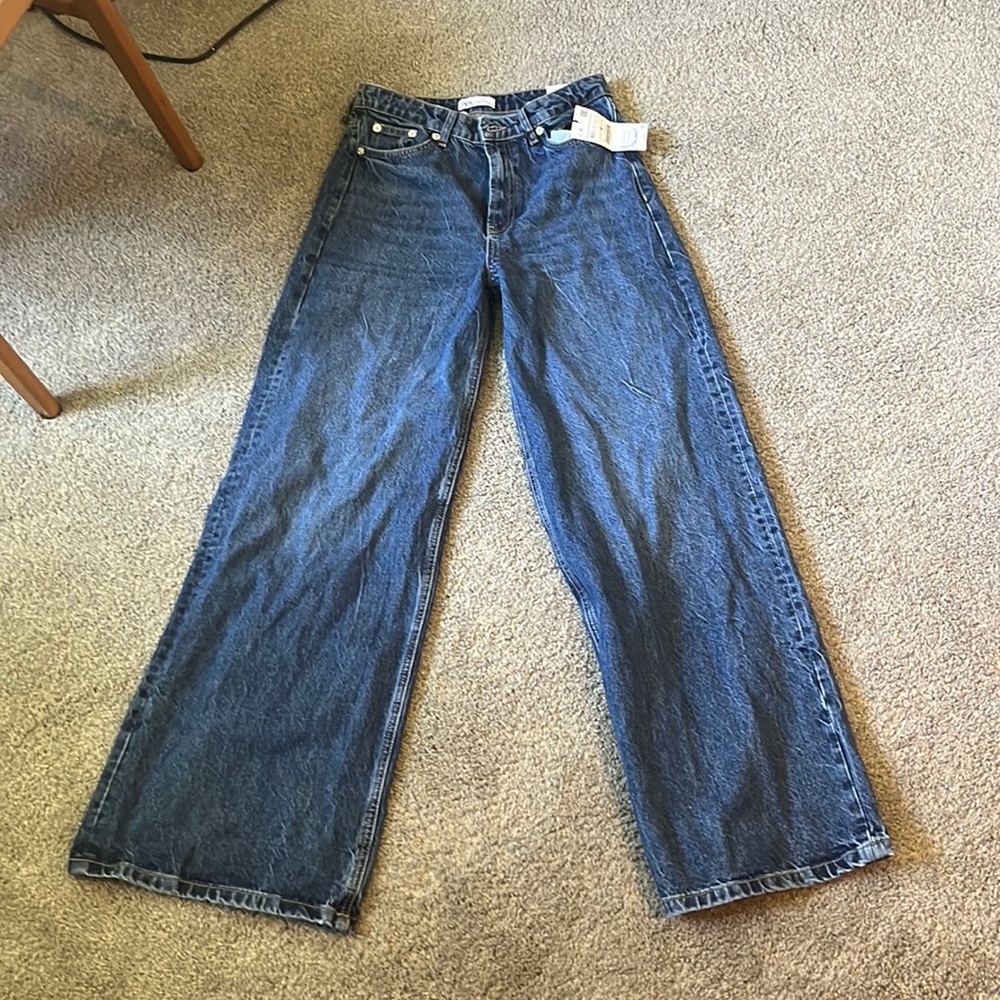 ZARA NWT HIGH RISE WIDE LEG JEANS SIZE 8/40